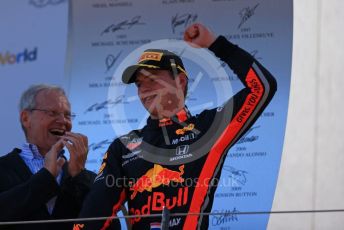 World © Octane Photographic Ltd. Formula 1 – Austrian GP - Podium. Aston Martin Red Bull Racing RB15 – Max Verstappen. Red Bull Ring, Spielberg, Styria, Austria. Sunday 30th June 2019