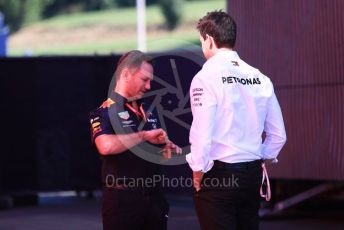 World © Octane Photographic Ltd. Formula 1 - Austrian GP - Paddock. Toto Wolff - Executive Director & Head of Mercedes - Benz Motorsport and Christian Horner - Team Principal of Red Bull Racing. Red Bull Ring, Spielberg, Styria, Austria. Sunday 30th June 2019