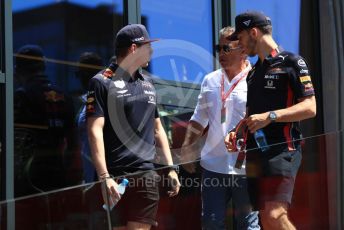 World © Octane Photographic Ltd. Formula 1 – Austrian GP - Paddock. Aston Martin Red Bull Racing RB15 – Max Verstappen and Pierre Gasly. Red Bull Ring, Spielberg, Styria, Austria. Sunday 30th June 2019