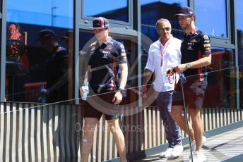 World © Octane Photographic Ltd. Formula 1 – Austrian GP - Paddock. Aston Martin Red Bull Racing RB15 – Max Verstappen and Pierre Gasly. Red Bull Ring, Spielberg, Styria, Austria. Sunday 30th June 2019