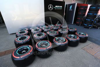 World © Octane Photographic Ltd. Formula 1 – Austrian GP - Paddock. Pirelli tyre for Mercedes. Red Bull Ring, Spielberg, Styria, Austria. Thursday 27th June 2019.