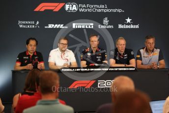 World © Octane Photographic Ltd. Formula 1 - Austrian GP - Friday FIA Team. Toyoharu Tanube - Honda Performance Development (HPD) Senior Manager, Andreas Seidl - Team Principal at McLaren, Mario Isola – Pirelli Head of Car Racing, Andrew (Andy) Green - Technical Director at SportPesa Racing Point and Paul Monaghan - Chief Engineer of Red Bull Racing. Red Bull Ring, Spielberg, Styria, Austria. Thursday 27th June 2019.