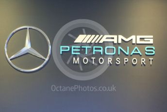 World © Octane Photographic Ltd. Formula 1 – Winter Testing - Test 1 - Day 1. Mercedes AMG Petronas logo. Circuit de Barcelona-Catalunya. Monday 18th February 2019.