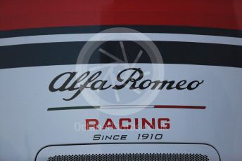 World © Octane Photographic Ltd. Formula 1 – Winter Testing - Test 1 - Day 1. Alfa Romeo Racing logo. Circuit de Barcelona-Catalunya. Monday 18th February 2019.