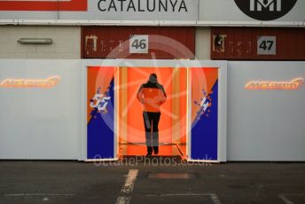 World © Octane Photographic Ltd. Formula 1 – Winter Testing - Test 1 - Day 1. McLaren garage entrance. Circuit de Barcelona-Catalunya. Monday 18th February 2019.