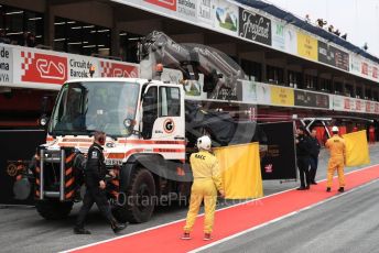 World © Octane Photographic Ltd. Formula 1 – Winter Testing - Test 1 - Day 3. Rich Energy Haas F1 Team VF19 – Romain Grosjean car gets returned to the pit lane. Circuit de Barcelona-Catalunya. Wednesday 20th February 2019.