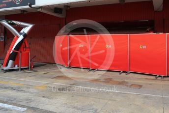 World © Octane Photographic Ltd. Formula 1 – Winter Testing - Test 1 - Day 3. Scuderia Ferrari screens in front of garage. Circuit de Barcelona-Catalunya. Wednesday 20th February 2019.