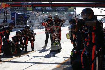 World © Octane Photographic Ltd. Formula 1 – Winter Testing - Test 2 - Day 2. Aston Martin Red Bull Racing RB15 – Max Verstappen pit crew waiting for him to arrive. Circuit de Barcelona-Catalunya. Wednesday 27th February 2019.