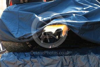 World © Octane Photographic Ltd. Formula 1 – Winter Testing - Test 2 - Day 3. Aston Martin Red Bull Racing RB15 – Pierre Gasly damaged car gets returned to the pit lane. Circuit de Barcelona-Catalunya. Thursday 28th February 2019.