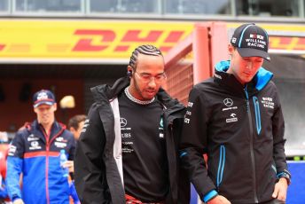 World © Octane Photographic Ltd. Formula 1 – Belgium GP - Drivers Parade. Mercedes AMG Petronas Motorsport AMG F1 W10 EQ Power+ - Lewis Hamilton and ROKiT Williams Racing FW 42 – George Russell. Circuit de Spa Francorchamps, Belgium. Sunday 1st September 2019.
