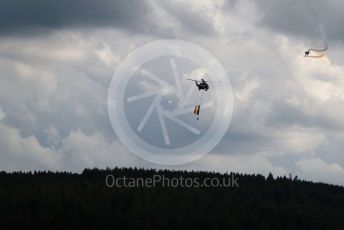 World © Octane Photographic Ltd. Formula 1 - Belgium GP - Grid. F-16 and Belgium flag. Circuit de Spa Francorchamps, Belgium. Sunday 1st September 2019.