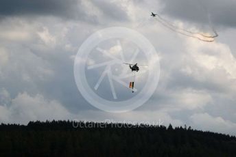 World © Octane Photographic Ltd. Formula 1 - Belgium GP - Grid. F-16 and Belgium flag. Circuit de Spa Francorchamps, Belgium. Sunday 1st September 2019.