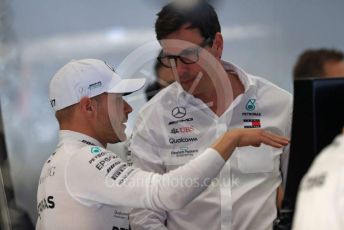 World © Octane Photographic Ltd. Formula 1 – Belgium GP - Practice 3. Mercedes AMG Petronas Motorsport AMG F1 W10 EQ Power+ - Valtteri Bottas and Toto Wolff - Executive Director & Head of Mercedes - Benz Motorsport. Circuit de Spa Francorchamps, Belgium. Saturday 31st August 2019.