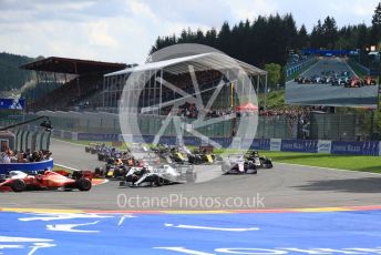 World © Octane Photographic Ltd. Formula 1 – Belgium GP - Race. Aston Martin Red Bull Racing RB15 – Max Verstappen and Alfa Romeo Racing C38 – Kimi Raikkonen. Circuit de Spa Francorchamps, Belgium. Sunday 1st September 2019.