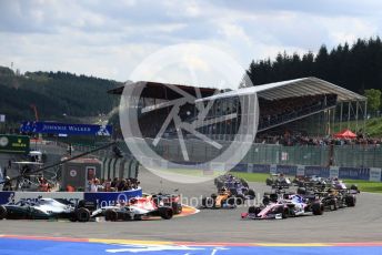 World © Octane Photographic Ltd. Formula 1 – Belgium GP - Race. Aston Martin Red Bull Racing RB15 – Max Verstappen and Alfa Romeo Racing C38 – Kimi Raikkonen. Circuit de Spa Francorchamps, Belgium. Sunday 1st September 2019.