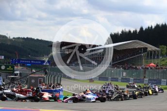 World © Octane Photographic Ltd. Formula 1 – Belgium GP - Race. Aston Martin Red Bull Racing RB15 – Max Verstappen and Alfa Romeo Racing C38 – Kimi Raikkonen. Circuit de Spa Francorchamps, Belgium. Sunday 1st September 2019.