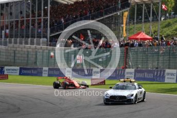 World © Octane Photographic Ltd. Formula 1 – Belgium GP - Race. Scuderia Ferrari SF90 – Charles Leclerc leads under safety car. Circuit de Spa Francorchamps, Belgium. Sunday 1st September 2019.