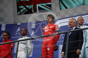 World © Octane Photographic Ltd. Formula 1 – Belgium GP - Race Podium. Scuderia Ferrari SF90 – Charles Leclerc, Mercedes AMG Petronas Motorsport AMG F1 W10 EQ Power+ - Lewis Hamilton and Valtteri Bottas. Circuit de Spa Francorchamps, Belgium. Sunday 1st September 2019.