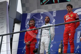 World © Octane Photographic Ltd. Formula 1 – Belgium GP - Race Podium. Scuderia Ferrari SF90 – Charles Leclerc, Mercedes AMG Petronas Motorsport AMG F1 W10 EQ Power+ - Lewis Hamilton. Circuit de Spa Francorchamps, Belgium. Sunday 1st September 2019.