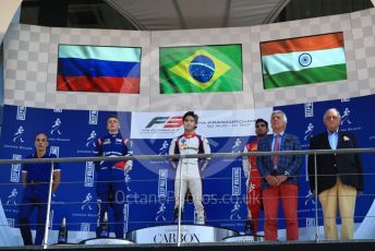 World © Octane Photographic Ltd. Formula 3 – Belgium GP - Race 1. Pedro Piquet - Trident, Jehan Daruvala from PREMA Racing and Robert Shwartzman from PREMA Racing. Circuit de Spa Francorchamps, Belgium. Saturday 31st August 2019.