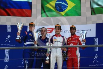 World © Octane Photographic Ltd. Formula 3 – Belgium GP - Race 1. Pedro Piquet - Trident, Jehan Daruvala from PREMA Racing and Robert Shwartzman from PREMA Racing. Circuit de Spa Francorchamps, Belgium. Saturday 31st August 2019.