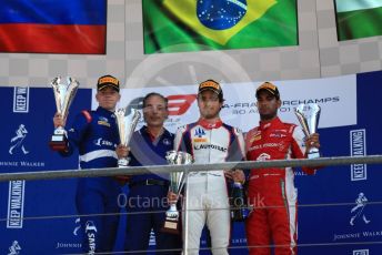 World © Octane Photographic Ltd. Formula 3 – Belgium GP - Race 1. Pedro Piquet - Trident, Jehan Daruvala from PREMA Racing and Robert Shwartzman from PREMA Racing. Circuit de Spa Francorchamps, Belgium. Saturday 31st August 2019.