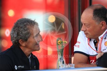 World © Octane Photographic Ltd. Formula 1 - Belgium GP - Paddock. Alain Prost – Non-Executive Director Renault Sport Formula 1 Team and Frederic Vasseur – Team Principal and CEO of Sauber Motorsport AG. Circuit de Spa Francorchamps, Belgium. Friday 29th August 2019.