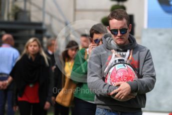 World © Octane Photographic Ltd. Formula 1 – Belgium GP - Paddock. Anthoine Hubert brother carrying his brothers helmet. Circuit de Spa Francorchamps, Belgium. Sunday 1st September 2019.