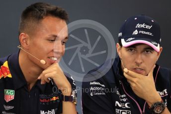 World © Octane Photographic Ltd. Formula 1 – Belgium GP. FIA Drivers Press Conference. Aston Martin Red Bull Racing – Alexander Albon and SportPesa Racing Point - Sergio Perez. Circuit de Spa Francorchamps, Belgium. Thursday 28th August 2019.