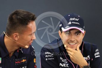 World © Octane Photographic Ltd. Formula 1 – Belgium GP. FIA Drivers Press Conference. Aston Martin Red Bull Racing – Alexander Albon and SportPesa Racing Point - Sergio Perez. Circuit de Spa Francorchamps, Belgium. Thursday 28th August 2019.