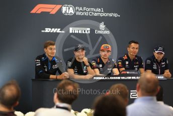 World © Octane Photographic Ltd. Formula 1 – Belgium GP. FIA Drivers Press Conference. Mercedes AMG Petronas Motorsport - Valtteri Bottas, SportPesa Racing Point - Sergio Perez, Aston Martin Red Bull Racing – Alexander Albon, Aston Martin Red Bull Racing – Max Verstappen and ROKiT Williams Racing – George Russell. Circuit de Spa Francorchamps, Belgium. Thursday 28th August 2019.