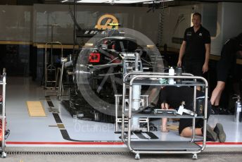 World © Octane Photographic Ltd. Formula 1 – Belgium GP - Pit Lane. Rich Energy Haas F1 Team VF19. Circuit de Spa Francorchamps, Belgium. Thursday 28th August 2019.