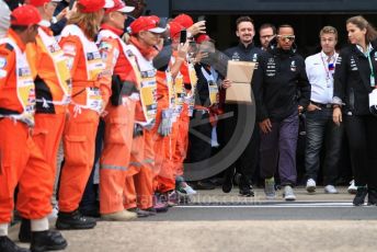 World © Octane Photographic Ltd. Formula 1 – British GP - Drivers Parade. Mercedes AMG Petronas Motorsport AMG F1 W10 EQ Power+ - Lewis Hamilton. Silverstone Circuit, Towcester, Northamptonshire. Sunday 14th July 2019.
