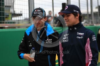 World © Octane Photographic Ltd. Formula 1 – British GP - Drivers Parade. SportPesa Racing Point RP19 – Lance Stroll and ROKiT Williams Racing FW42 – Robert Kubica. Silverstone Circuit, Towcester, Northamptonshire. Sunday 14th July 2019.