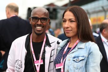 World © Octane Photographic Ltd. Formula 1 – British GP - Grid. Mo Farah and Tania Nell. Silverstone Circuit, Towcester, Northamptonshire. Sunday 14th July 2019