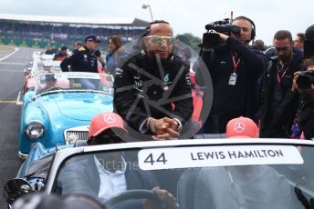 World © Octane Photographic Ltd. Formula 1 – British GP - Drivers Parade. Mercedes AMG Petronas Motorsport AMG F1 W10 EQ Power+ - Lewis Hamilton, Antony Hamilton and Nic Hamilton. Silverstone Circuit, Towcester, Northamptonshire. Sunday 14th July 2019.
