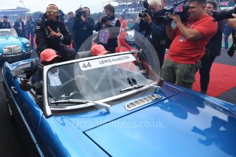 World © Octane Photographic Ltd. Formula 1 – British GP - Drivers Parade. Mercedes AMG Petronas Motorsport AMG F1 W10 EQ Power+ - Lewis Hamilton, Antony Hamilton and Nic Hamilton. Silverstone Circuit, Towcester, Northamptonshire. Sunday 14th July 2019.