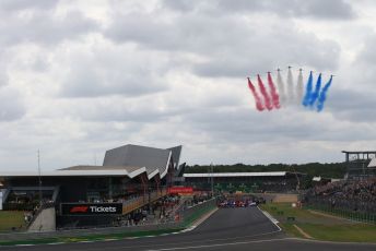 World © Octane Photographic Ltd. Formula 1 – British GP. Red Arrows fly over the Grid. Silverstone Circuit, Towcester, Northamptonshire. Sunday 14th July 2019