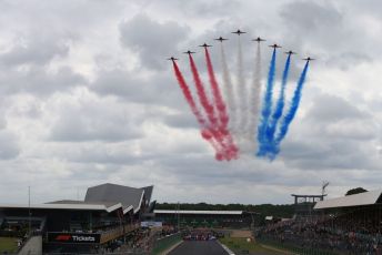 World © Octane Photographic Ltd. Formula 1 – British GP. Red Arrows fly over the Grid. Silverstone Circuit, Towcester, Northamptonshire. Sunday 14th July 2019