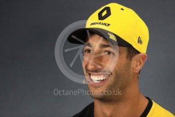 World © Octane Photographic Ltd. Formula 1 – British GP. FIA Drivers Press Conference. Renault Sport F1 Team – Daniel Ricciardo. Silverstone Circuit, Towcester, Northamptonshire. Thursday 11th July 2019.