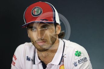 World © Octane Photographic Ltd. Formula 1 – British GP. FIA Drivers Press Conference. Alfa Romeo Racing – Antonio Giovinazzi. Silverstone Circuit, Towcester, Northamptonshire. Thursday 11th July 2019.
