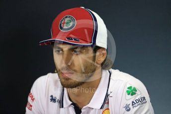 World © Octane Photographic Ltd. Formula 1 – British GP. FIA Drivers Press Conference. Alfa Romeo Racing – Antonio Giovinazzi. Silverstone Circuit, Towcester, Northamptonshire. Thursday 11th July 2019.