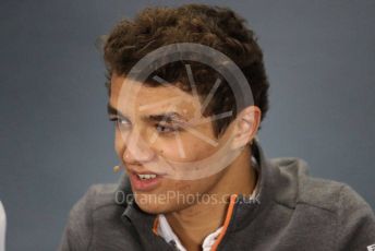 World © Octane Photographic Ltd. Formula 1 – British GP. FIA Drivers Press Conference. McLaren – Lando Norris. Silverstone Circuit, Towcester, Northamptonshire. Thursday 11th July 2019.