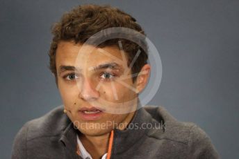 World © Octane Photographic Ltd. Formula 1 – British GP. FIA Drivers Press Conference. McLaren – Lando Norris. Silverstone Circuit, Towcester, Northamptonshire. Thursday 11th July 2019.