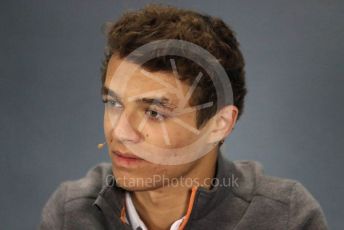 World © Octane Photographic Ltd. Formula 1 – British GP. FIA Drivers Press Conference. McLaren – Lando Norris. Silverstone Circuit, Towcester, Northamptonshire. Thursday 11th July 2019.