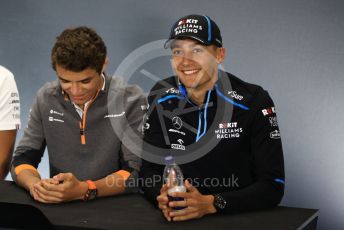 World © Octane Photographic Ltd. Formula 1 – British GP. FIA Drivers Press Conference. ROKiT Williams Racing – George Russell and McLaren – Lando Norris. Silverstone Circuit, Towcester, Northamptonshire. Thursday 11th July 2019.