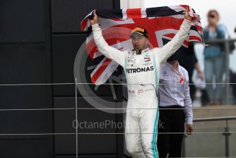 World © Octane Photographic Ltd. Formula 1 – British GP - Race - Podium. Mercedes AMG Petronas Motorsport AMG F1 W10 EQ Power+ - Lewis Hamilton. Silverstone Circuit, Towcester, Northamptonshire. Sunday 14th July 2019.