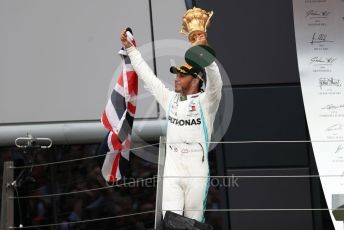 World © Octane Photographic Ltd. Formula 1 – British GP - Race - Podium. Mercedes AMG Petronas Motorsport AMG F1 W10 EQ Power+ - Lewis Hamilton. Silverstone Circuit, Towcester, Northamptonshire. Sunday 14th July 2019.
