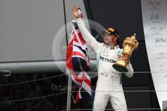 World © Octane Photographic Ltd. Formula 1 – British GP - Race - Podium. Mercedes AMG Petronas Motorsport AMG F1 W10 EQ Power+ - Lewis Hamilton. Silverstone Circuit, Towcester, Northamptonshire. Sunday 14th July 2019.