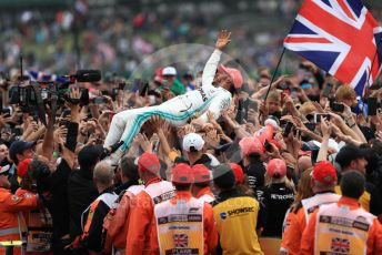 World © Octane Photographic Ltd. Formula 1 – British GP - Race - Podium. Mercedes AMG Petronas Motorsport AMG F1 W10 EQ Power+ - Lewis Hamilton. Silverstone Circuit, Towcester, Northamptonshire. Sunday 14th July 2019.